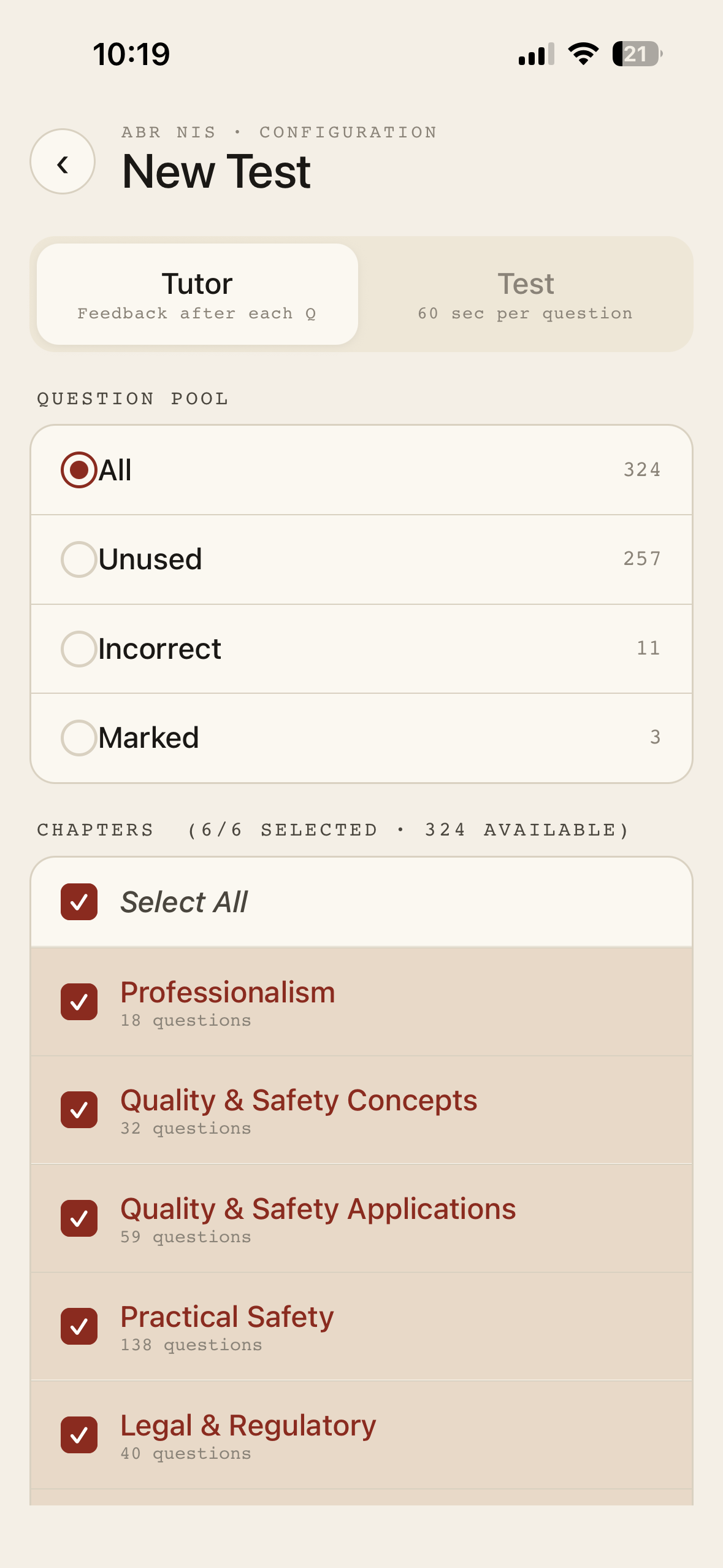New test configuration