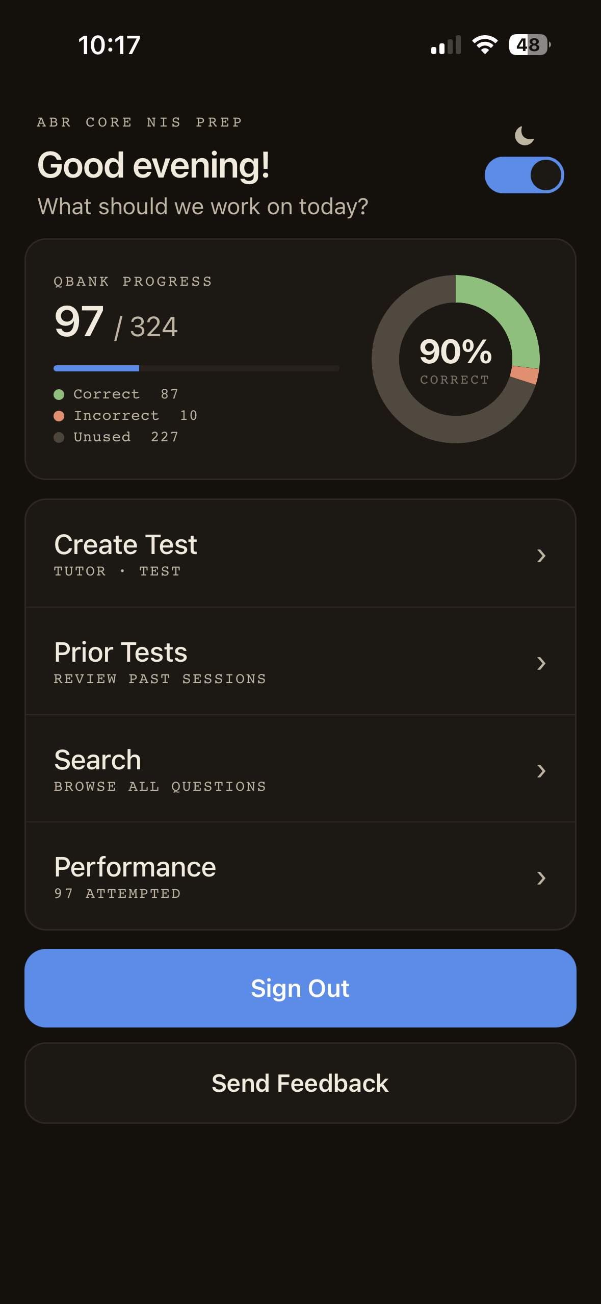 NIS Prep home screen